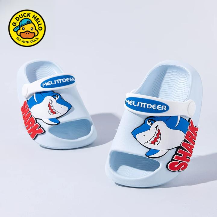小黄鸭儿童拖鞋男童夏季鲨鱼防滑轻便软底居家小孩婴幼儿透气宝宝