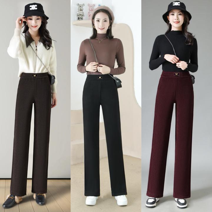 2025年新款加绒加厚直筒裤新款高腰休闲显高显瘦裤子阔腿裤秋冬