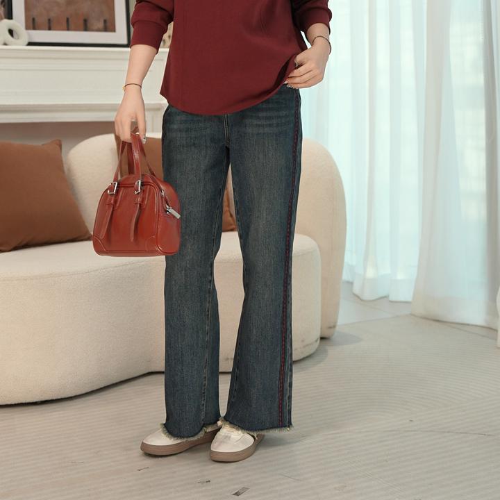 【科技升级#双芯纱】高性能回弹牛仔裤MsShe大码女阔腿裤M2509024