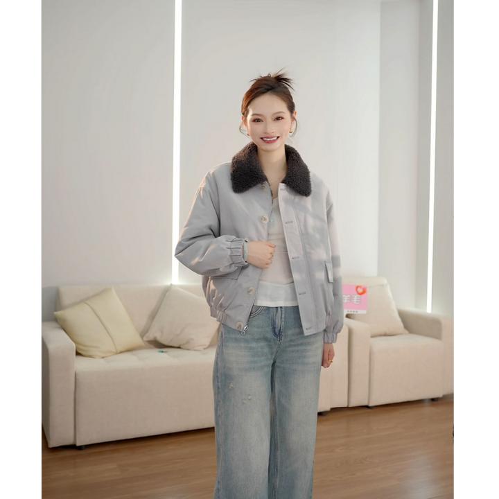 【诺斯威玛】海宁皮草女短外套派克服纯羊毛新款加厚8198
