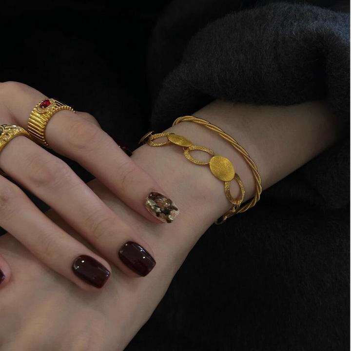 铜合金手链 中古金色环环相扣手链女轻奢小众精致高级感气质手饰