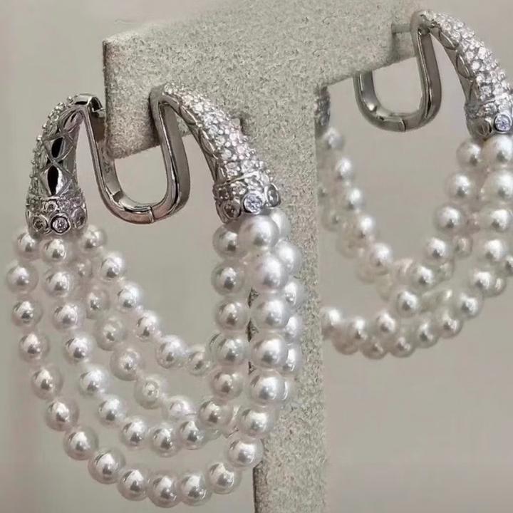 铜合金耳饰 【轻奢高端】夏日女小香风耳环轻奢设计高级感多层耳扣