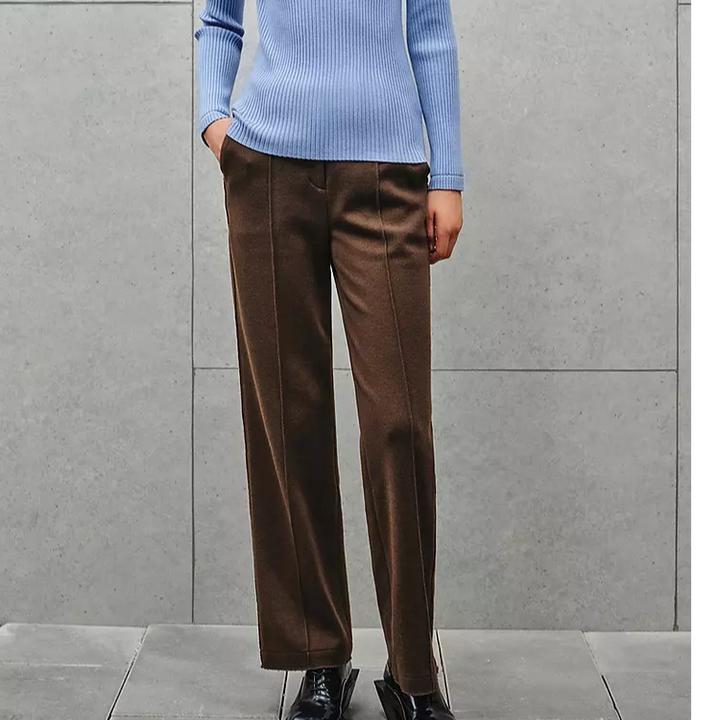 恩家美拉德羊毛针织直筒裤