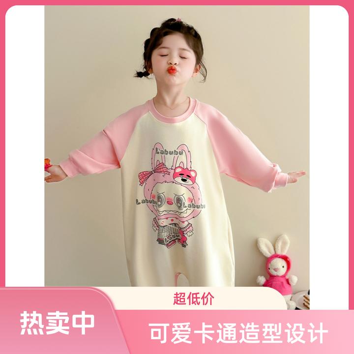 儿童卡通休闲风套头长爬女孩爬服女童婴儿女宝连体衣