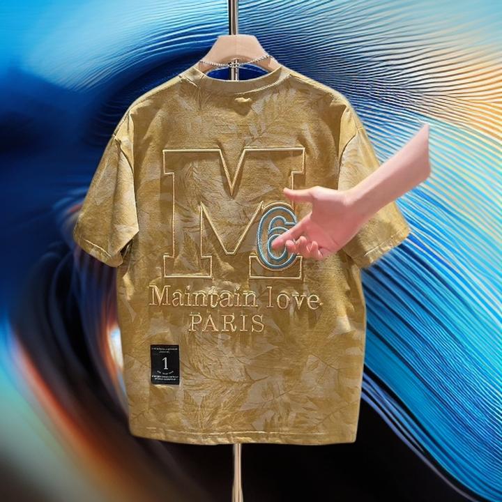 潮流重工刺绣短袖t男夏季新款百搭韩版宽松半截袖青年帅气印花T恤