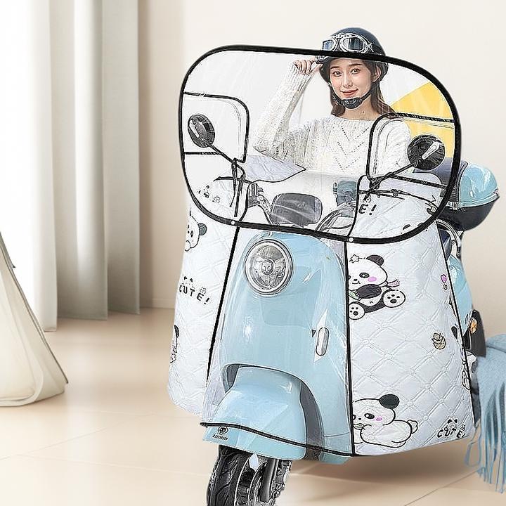 摩托车四季通用斗篷电动车挡雨挡风板加厚加高电动车挡风被防雨罩
