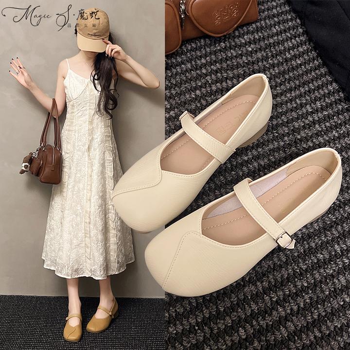 【万达撤柜】玛丽珍鞋女2025春秋新款百搭小皮鞋软平底奶奶法式女鞋