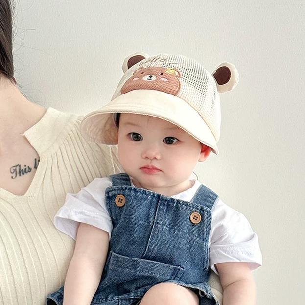 男女宝宝儿童帽子薄款透气网眼夏季可爱渔夫帽遮阳防晒鸭舌帽女童
