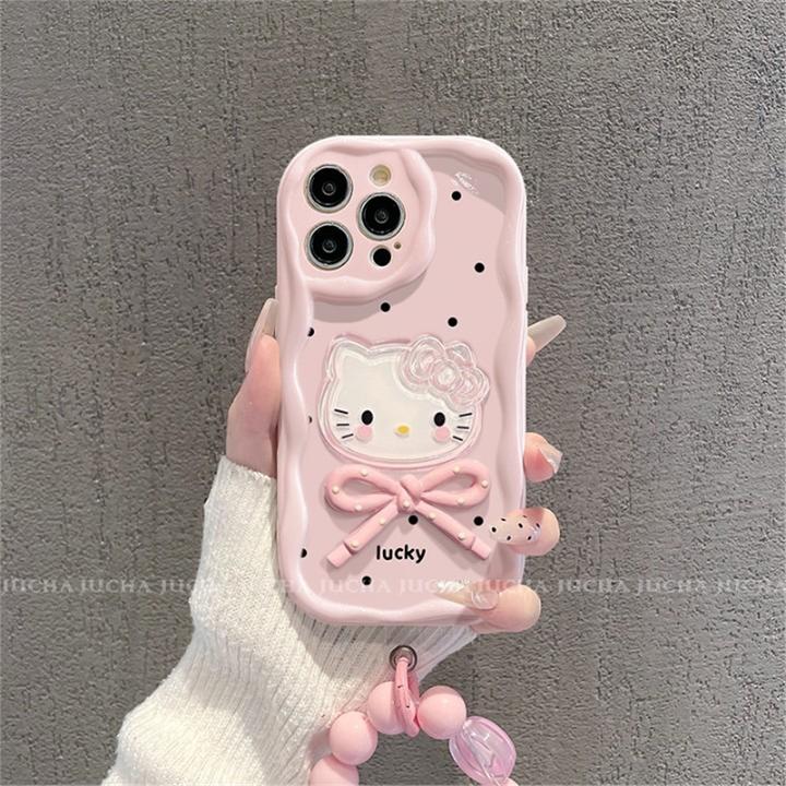 波点凯蒂蝴蝶结适用苹果16e手机壳全包opporeno14防摔红米k80少女