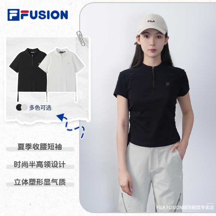 斐乐【双重加补】【显瘦弹力立领】25女新款短袖抽绳设计T11W533121F