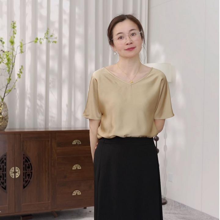 【F.J】22姆米素绉缎重磅时尚通勤显瘦桑蚕丝前后两穿女士背心H1103