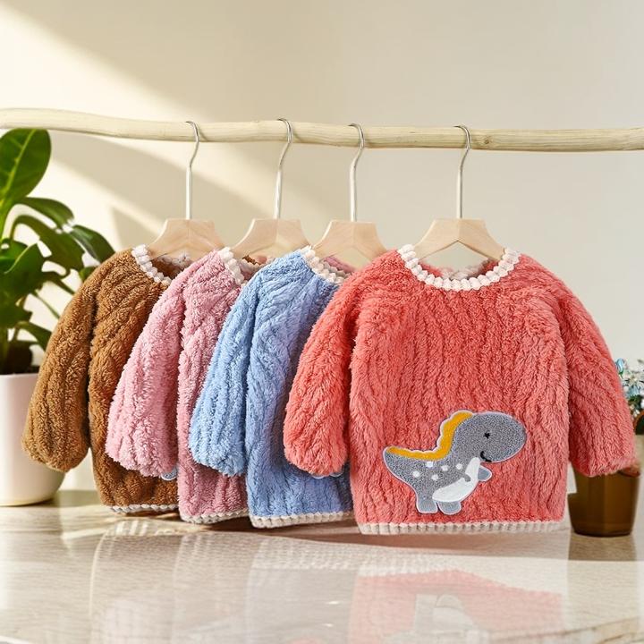 宝宝罩衣男童女童恐龙卡通反穿衣春秋款防脏婴儿外穿衣套棉袄护衣