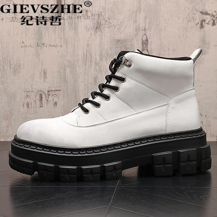纪诗哲男士厚底增高百搭短靴韩版冬季新款潮流时尚英伦风马丁靴男