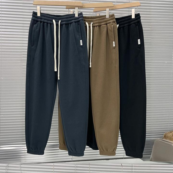 PinkAvril秋冬新款纯色加厚男士休闲裤时尚百搭宽松束脚裤运动裤