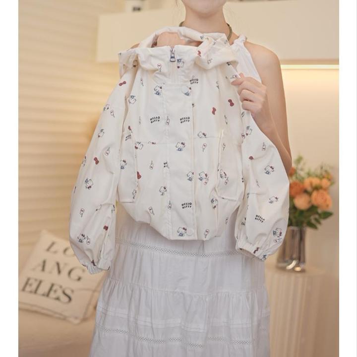 【现货】女童外套春秋款2025新款洋气童装女孩秋季卡通连帽冲锋衣