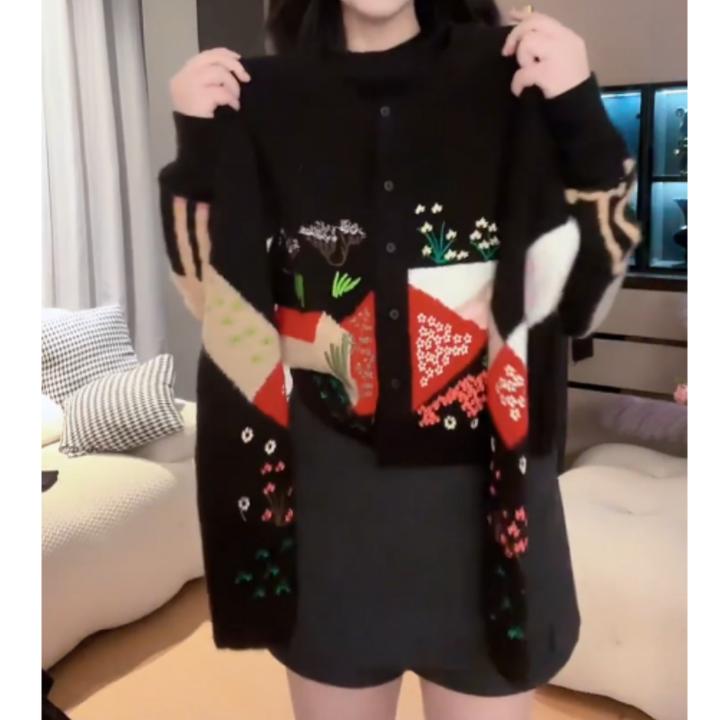 【花花小房子】秋冬复古提花高级设计师长袖针织衫LK2508199