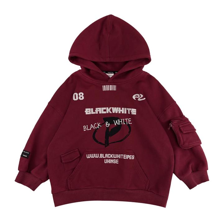 男童宽松2025秋冬季新款儿童韩版印花连帽套头衫宝宝保暖长袖上衣