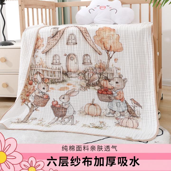 婴儿纯棉浴巾A类六层纱布新生儿洗澡巾专用超柔软婴幼儿初生用品