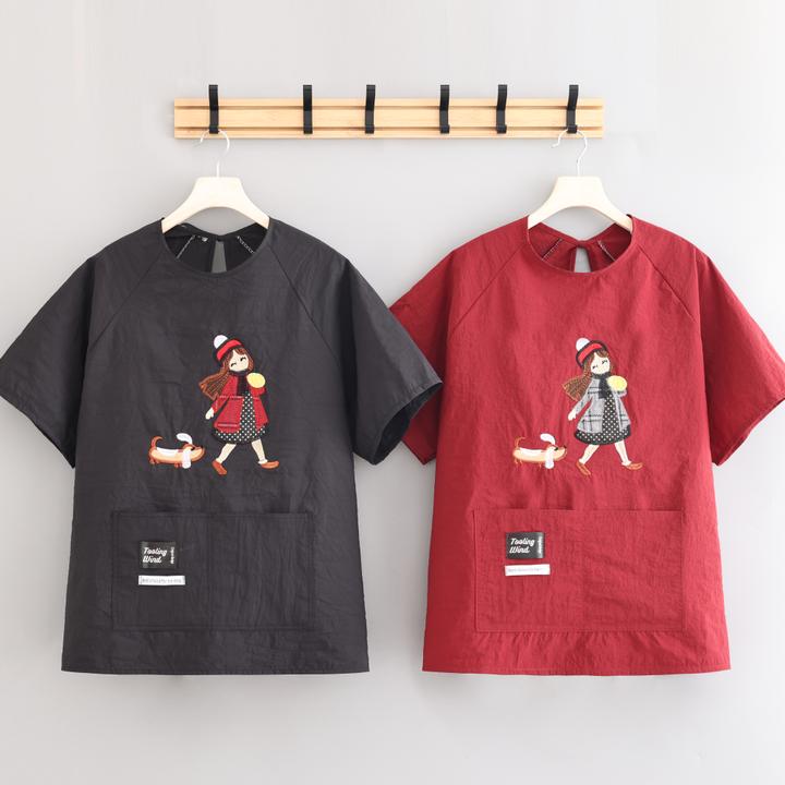 25年爆款防泼水卡通罩衣舒适透气半袖围裙家用厨房做饭工作服男女