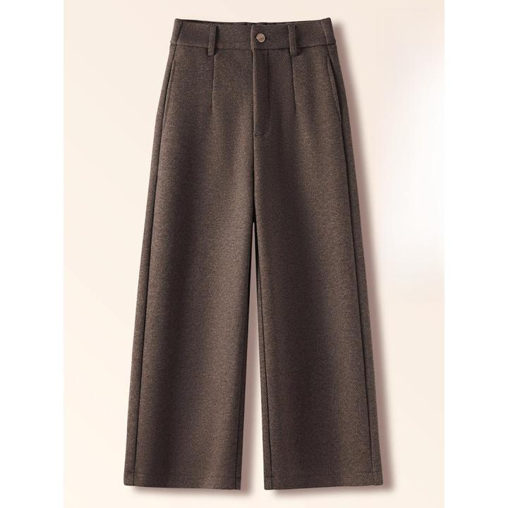 韩国咖色窄版阔腿裤女今年新款秋款加厚保暖百搭时尚休闲糯米裤子