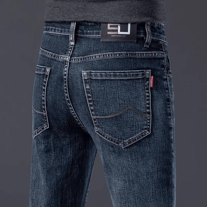 香港2025秋冬新款牛仔裤男士修身合体弹力直筒高端商务休闲长裤子