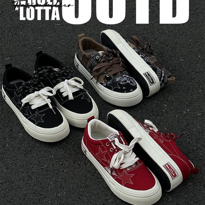 aoyo25SS/新款腰果花帆布鞋男 小众低帮透气厚底国潮板鞋