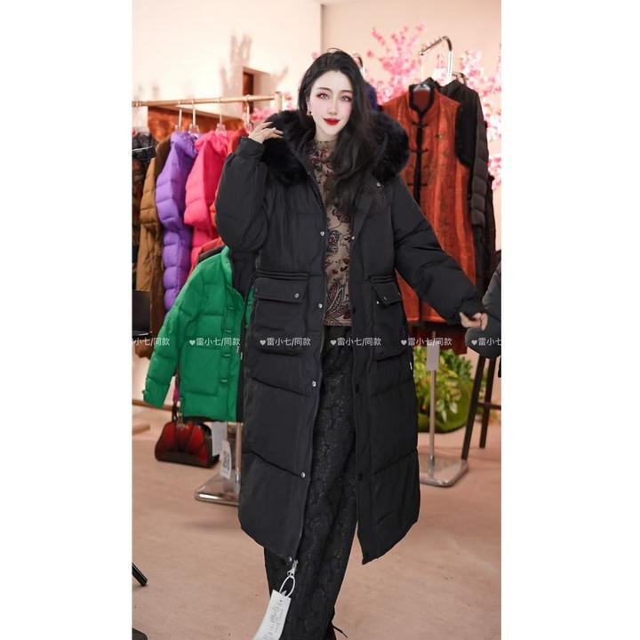 QISHENG/祺盛清仓百搭棉服冬季加厚棉袄宽松中长款棉衣黑色16款