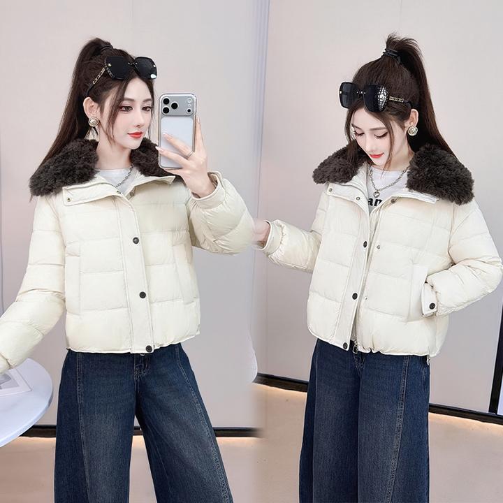 时尚休闲棉衣女冬季新款洋气减龄小个子气质宽松百搭毛领棉服外套