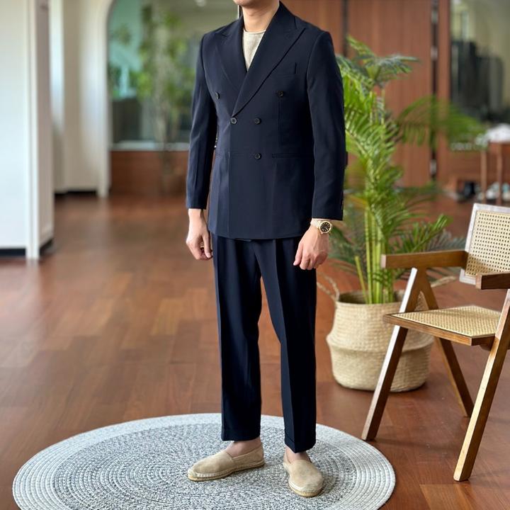 英伦风戗驳领宴会正装绅士西服套装轻奢百搭商务休闲外套男士