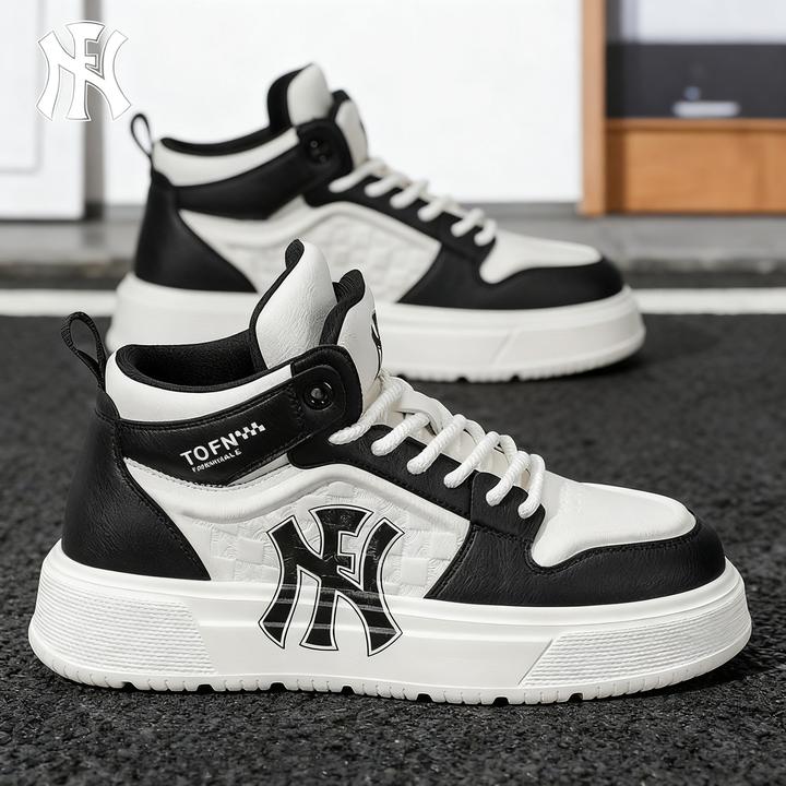 FN男鞋2025新款秋冬季加绒加厚高帮板鞋运动鞋黑白熊猫小白鞋棉鞋