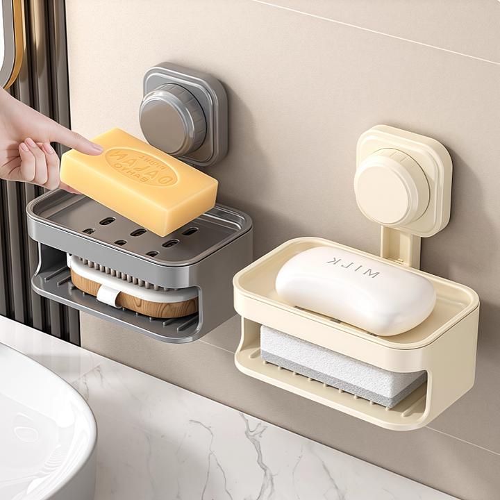 双层肥皂盒香皂置物架浴室台面卫生间壁挂式沥水皂盒免打孔收纳盒