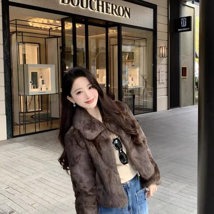 1987 fur 真兔毛皮草女2025冬新款外套短款高级感