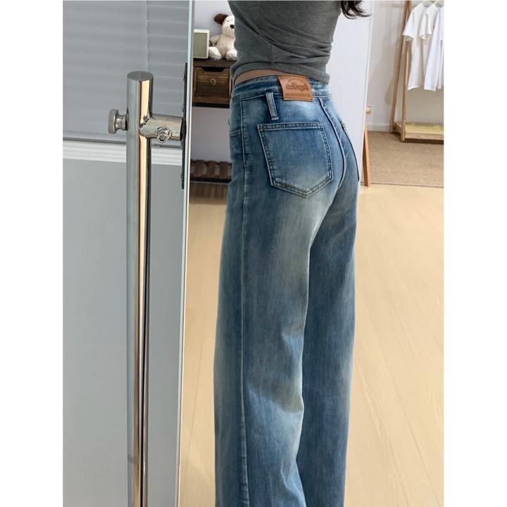 美式做旧微喇牛仔裤女2025秋季爆款宽松辣妹时尚百搭不贴腿喇叭裤