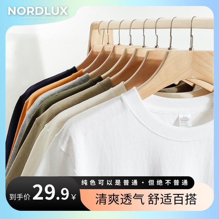 T恤上衣情侣夏季圆领t恤微宽松260g重磅纯色宽松不透半袖短袖百搭