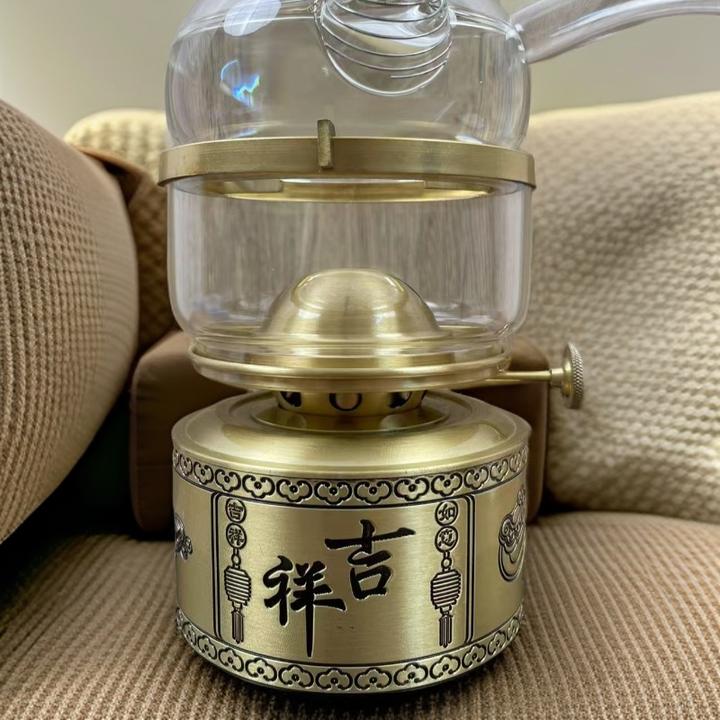 吉祥如意纯铜空气灯潮汕功夫茶具煮水神器家用空气茶灯玻璃茶炉