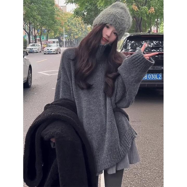 慵懒风秋冬中长款内搭高领毛衣女款2024新款冬季爆款外穿针织衫女