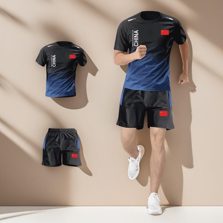 China短裤运动套装男女T恤中国队健身服夏季短袖羽毛球服速干篮球