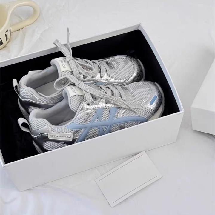 欧陌女鞋2025夏季轻便增高厚底透气休闲女款德训阿甘运动鞋