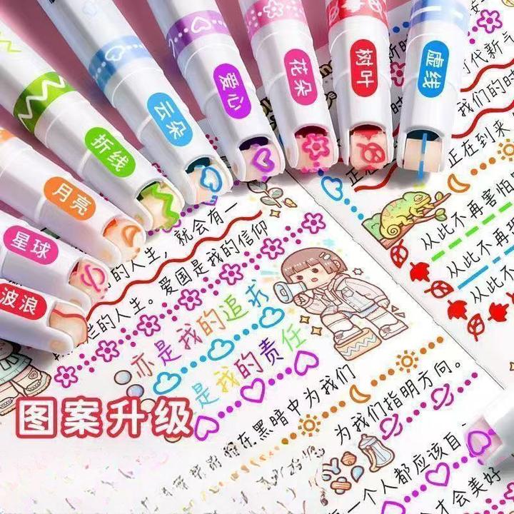 老师推荐 手帐曲线花色笔手抄报专用花型轮廓笔