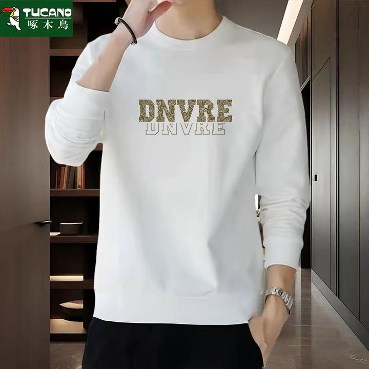 2024重磅圆领卫衣男白色百搭男女运动休闲青少年套头潮流上衣外套