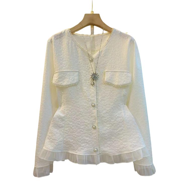 气质重工V领新款减龄修身显瘦百搭上衣（长59左右）