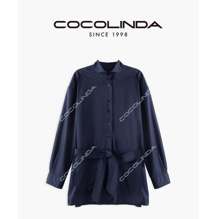 COCOLINDA  |  10棉法式风情薄款系带衬衫加长连衣裙风衣裙K3210