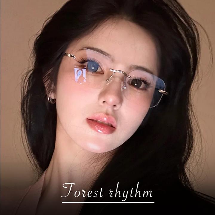 超轻钛架纯欲无边框眼镜女款近视可配度数高级感显脸小无框眼睛架