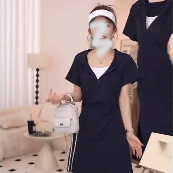 （运补6元）1039小个夏季新款连衣裙收腰显瘦网红连帽运动裙子短裙