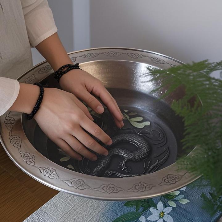 足银银制品  银盆纯手工艺浮雕祥龙盆银盆足银999银盆古风复古