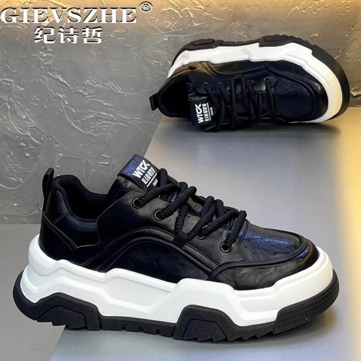 纪诗哲男鞋潮流透气轻便运动鞋子男款厚底时尚休闲鞋百搭简约板鞋