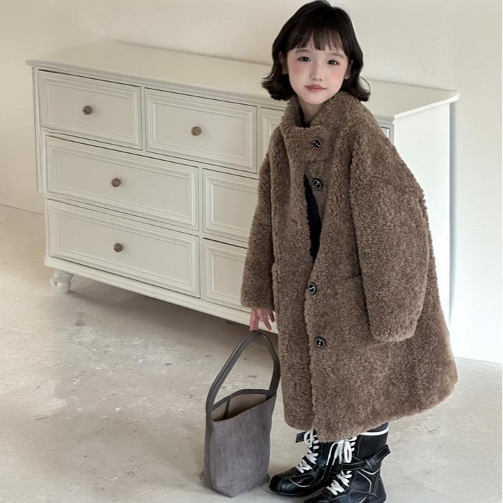 女童加绒外套秋冬装2025新款洋气爆款女孩高级感保暖中长款棉服潮