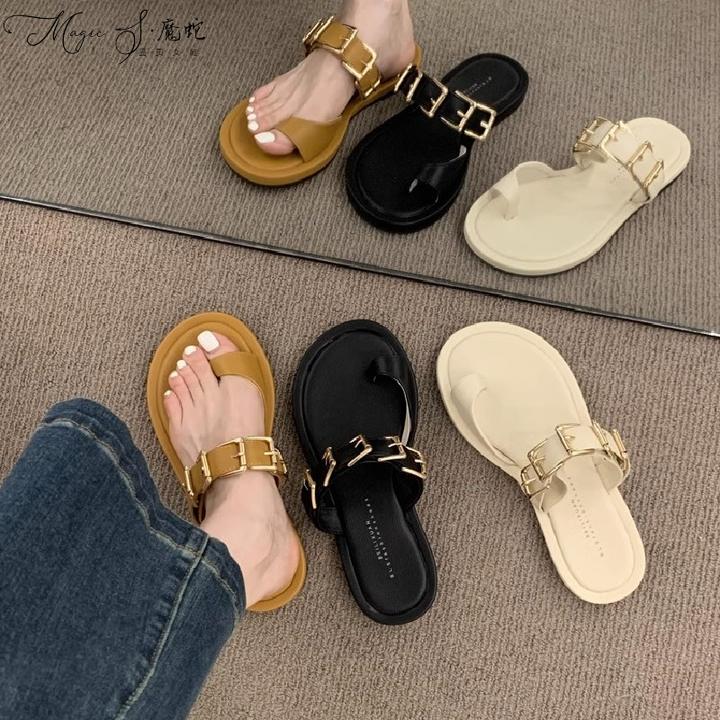 【万达撤柜】新款时尚感一字带厚底套趾凉拖鞋女外穿海边度假绝美外