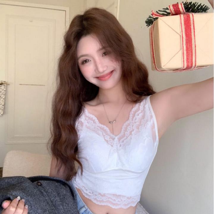 左猫【法式少女】蕾丝花边一体式杯垫美背20511#