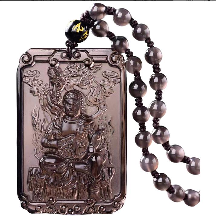 冰种黑曜石本命佛吊坠男女款黑曜石项链十二生肖普贤菩萨属蛇
